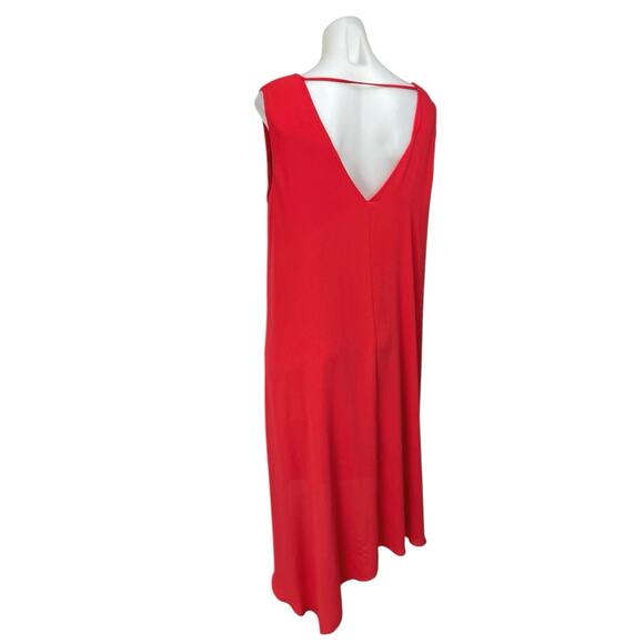 BCBGMaxazria Shana Red Sleeveless V-neck Cami High Low Mini Tank Shift Dress L - Picture 5 of 8